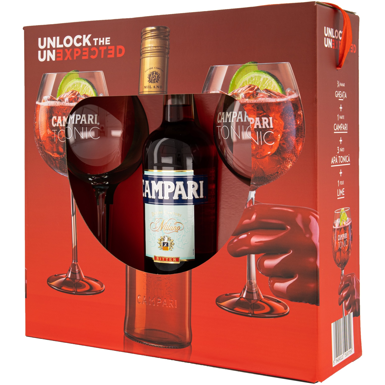 Aperitiv Campari Bitter + 2 Pahare, 25%, 0.7l