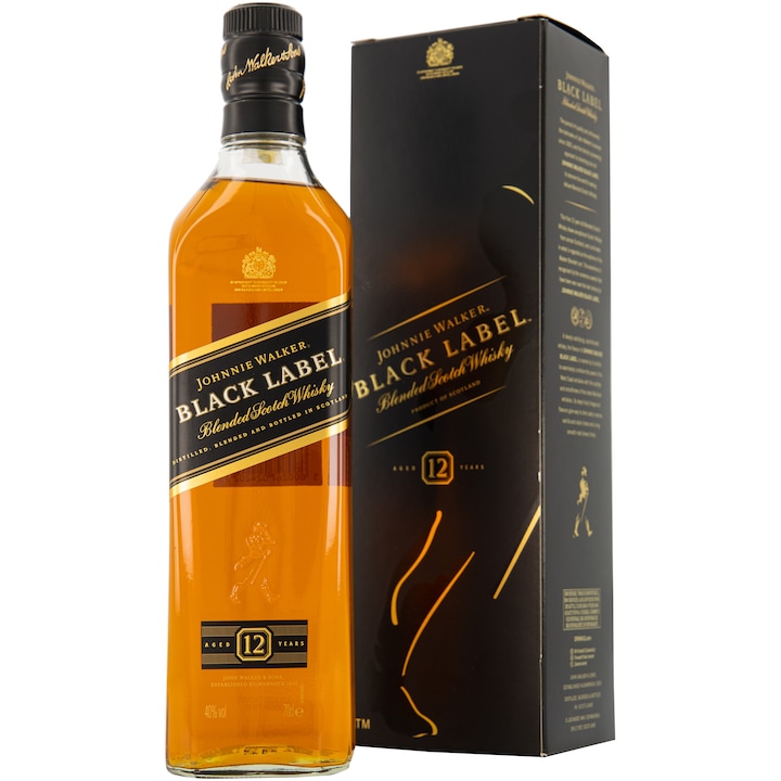 Whisky Johnnie Walker Black Label 12YO, Blended 40%, Cutie, 0.7l