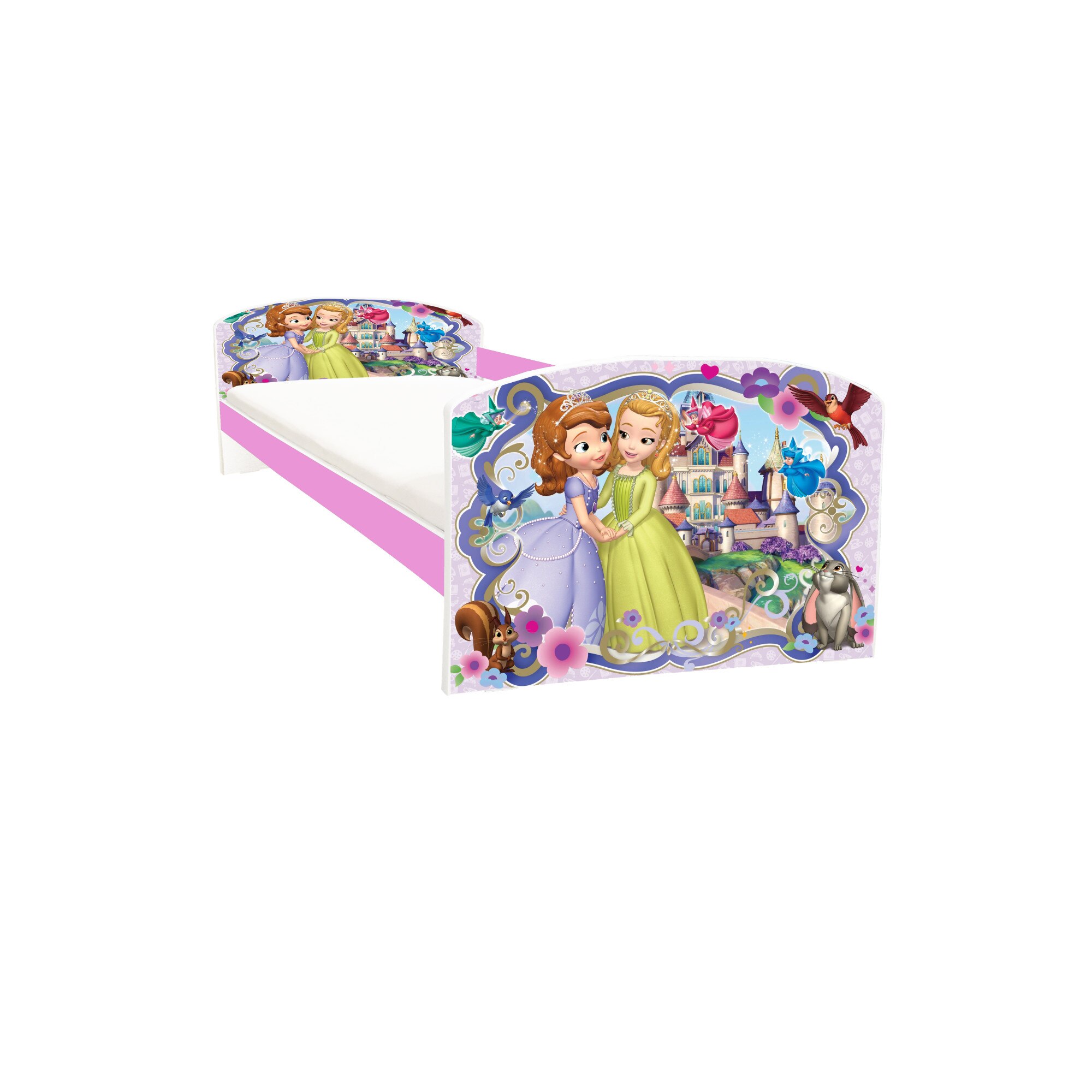 Pat copii Sofia roz 144x75x58 cm - 2-8 ani