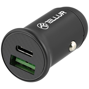 Incarcator auto Tellur PD60W, QC30W, FCC7, Negru Incarcator auto Tellur PD60W, QC30W, FCC7, Negru