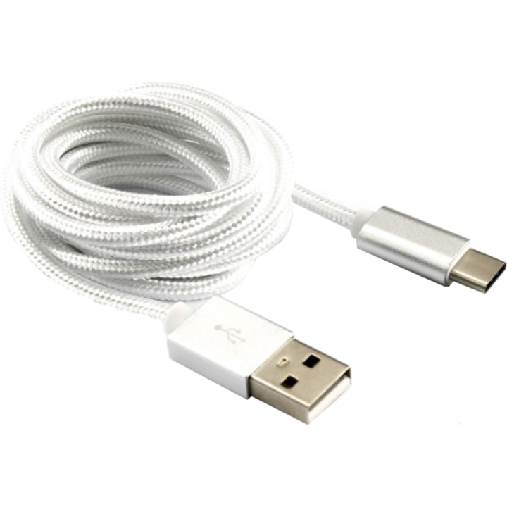 Кабел за данни Sbox Fuity USB - Type C, Бял