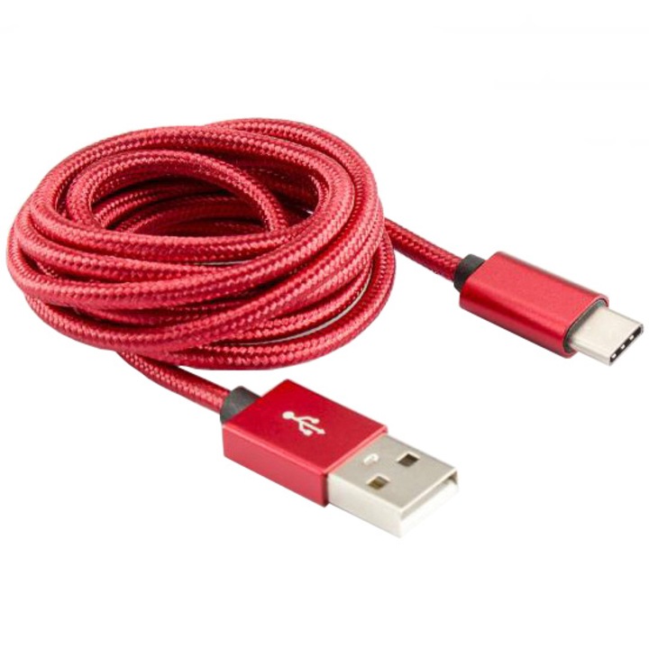 Sbox Fuity USB - Type C Adatkábel, Piros