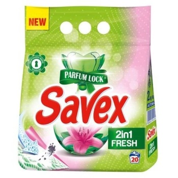Detergent Pudra Automat de Rufe SAVEX 2 in 1 Fresh, Cantitate 2 Kg, 20 Spalari Detergent Pudra Automat de Rufe SAVEX 2 in 1 Fresh, Cantitate 2 Kg, 20 Spalari