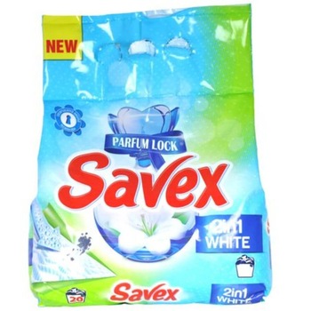 Detergent Pudra Automat de Rufe SAVEX 2 in 1 White, Cantitate 2 Kg, 20 Spalari, Parfum Oceanic, Articole Curatenie Detergent Pudra Automat de Rufe SAVEX 2 in 1 White, Cantitate 2 Kg, 20 Spalari, Parfum Oceanic, Articole Curatenie