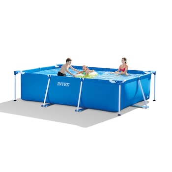 Piscina cu cadru metalic Intex, dimensiune 300 x 200 x 75 cm, forma dreptunghiulara, confectionata din 3 straturi pentru rezistenta si durabilitate, ideala pentru toata familia Piscina cu cadru metalic Intex, dimensiune 300 x 200 x 75 cm, forma dreptunghiulara, confectionata din 3 straturi pentru rezistenta si durabilitate, ideala pentru toata familia