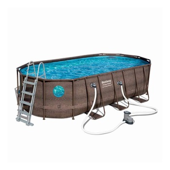 Set piscina cu cadru metalic Bestway, 549 x 274 x 122 cm, ovala, cu pompa de filtrare, scara si kit reparatie Set piscina cu cadru metalic Bestway, 549 x 274 x 122 cm, ovala, cu pompa de filtrare, scara si kit reparatie