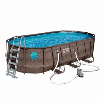 Piscina cu cadru metalic Bestway, ovala, cu pompa de filtrare + scara, 549 x 274 x 122 cm Piscina cu cadru metalic Bestway, ovala, cu pompa de filtrare + scara, 549 x 274 x 122 cm