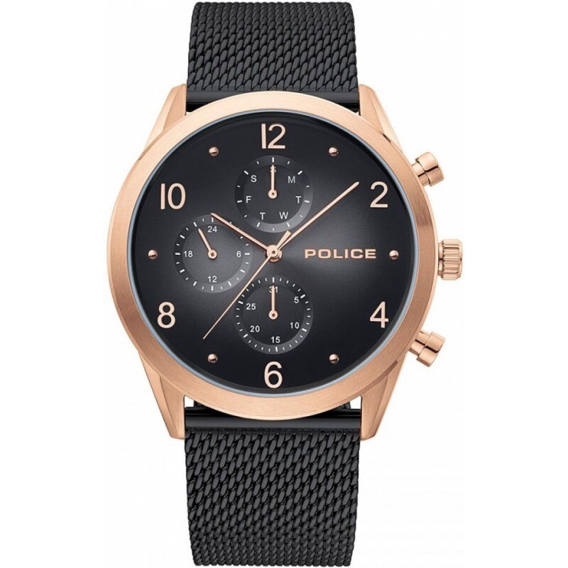 Ceas Police PL15922JSR/02MMB, Multifunction, carcasa Rose Gold, 44mm, bratara neagra
