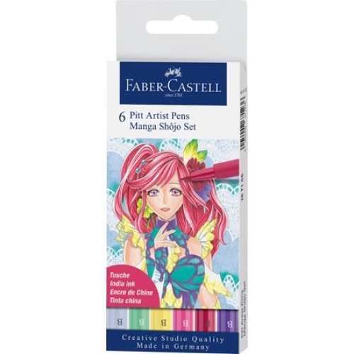 Set 6 Markere Brush Pitt Artist (Manga Shojo) Faber Castell