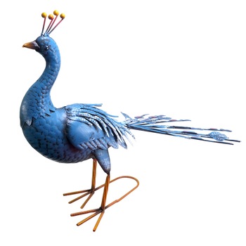 Decoratiune gradina, metalica, paun albastru, 23x70x46 cm Decoratiune gradina, metalica, paun albastru, 23x70x46 cm