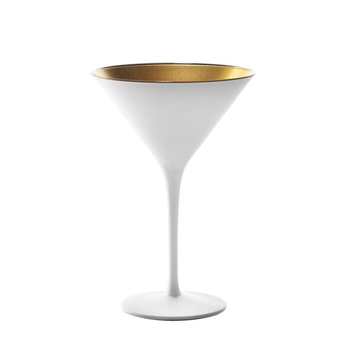 Set 6 Pahare Martini Stolzle Elements 240 ml, alb (mat) auriu