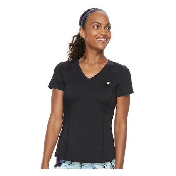 Tricou FILA cu maneca scurta pentru fitness, aerobic, alergare, negru, marimea XS, 5K283XS