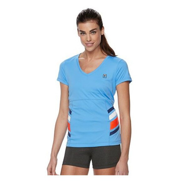 Tricou FILA cu maneca scurta pentru fitness, aerobic, alergare, bleu, marimea XS, 5K172XS