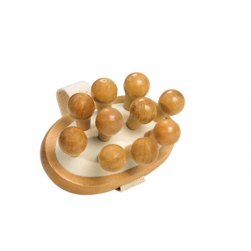 Perie masaj ovala, anticelulitic, pini mari, lemn fag, 13x7.5 cm