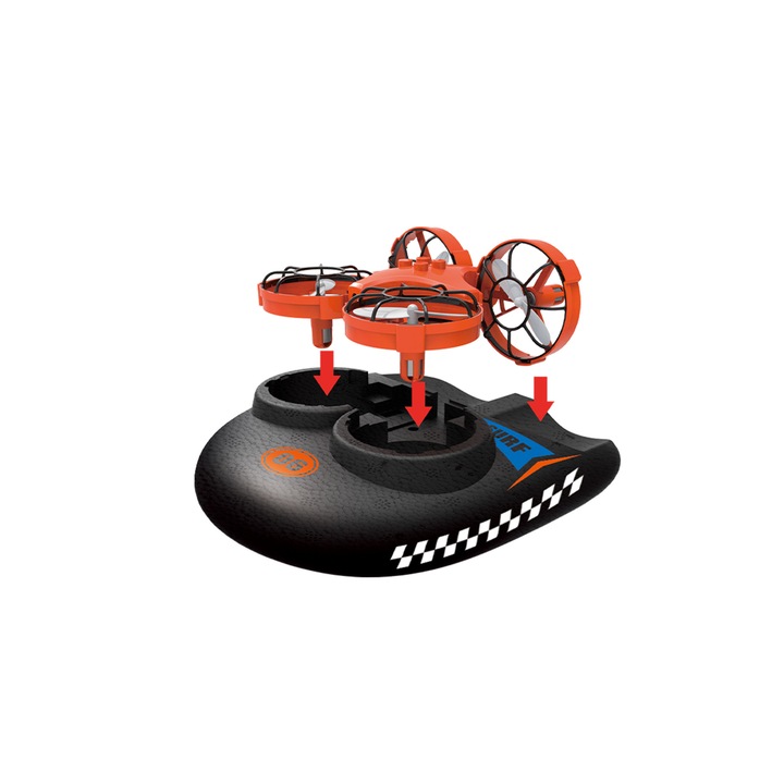 Drona mini Trix 3 in 1 aer, apa, sol, Lumina LED, Return Home, Flip 360, 2.4 Ghz, 8+