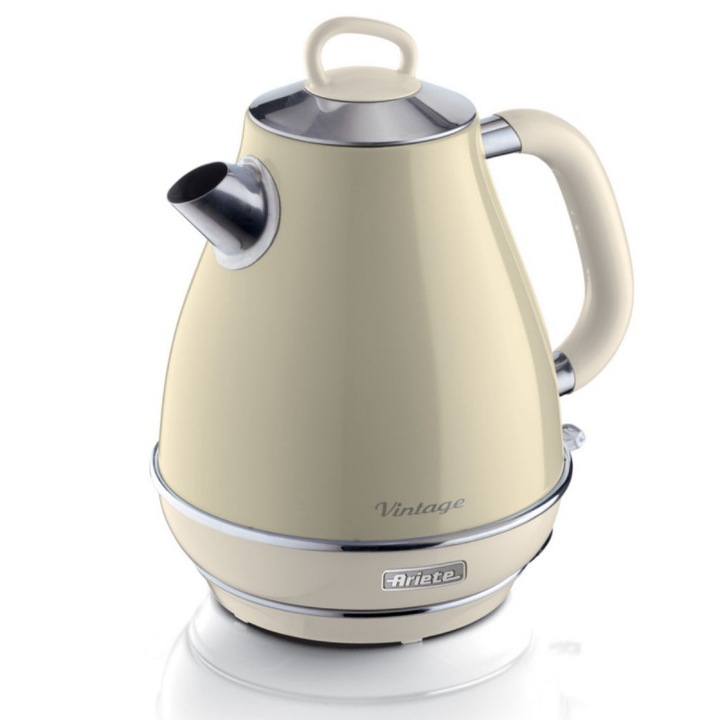 Cana electrica VINTAGE 2869/03, 2000W, 1,7 L, Filtru detasabil, Fereastra de apa, 360C° baza fara fir, Bej