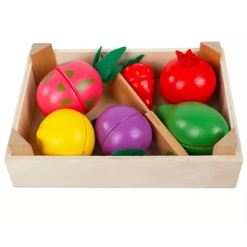 Set Fructe de feliat din lemn cu magnet Set Fructe de feliat din lemn cu magnet