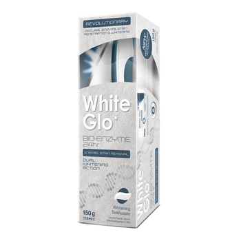 Pachet pasta de dinti si periuta, White Glo Bio-Enzyme 24hr, 115 ml Pachet pasta de dinti si periuta, White Glo Bio-Enzyme 24hr, 115 ml