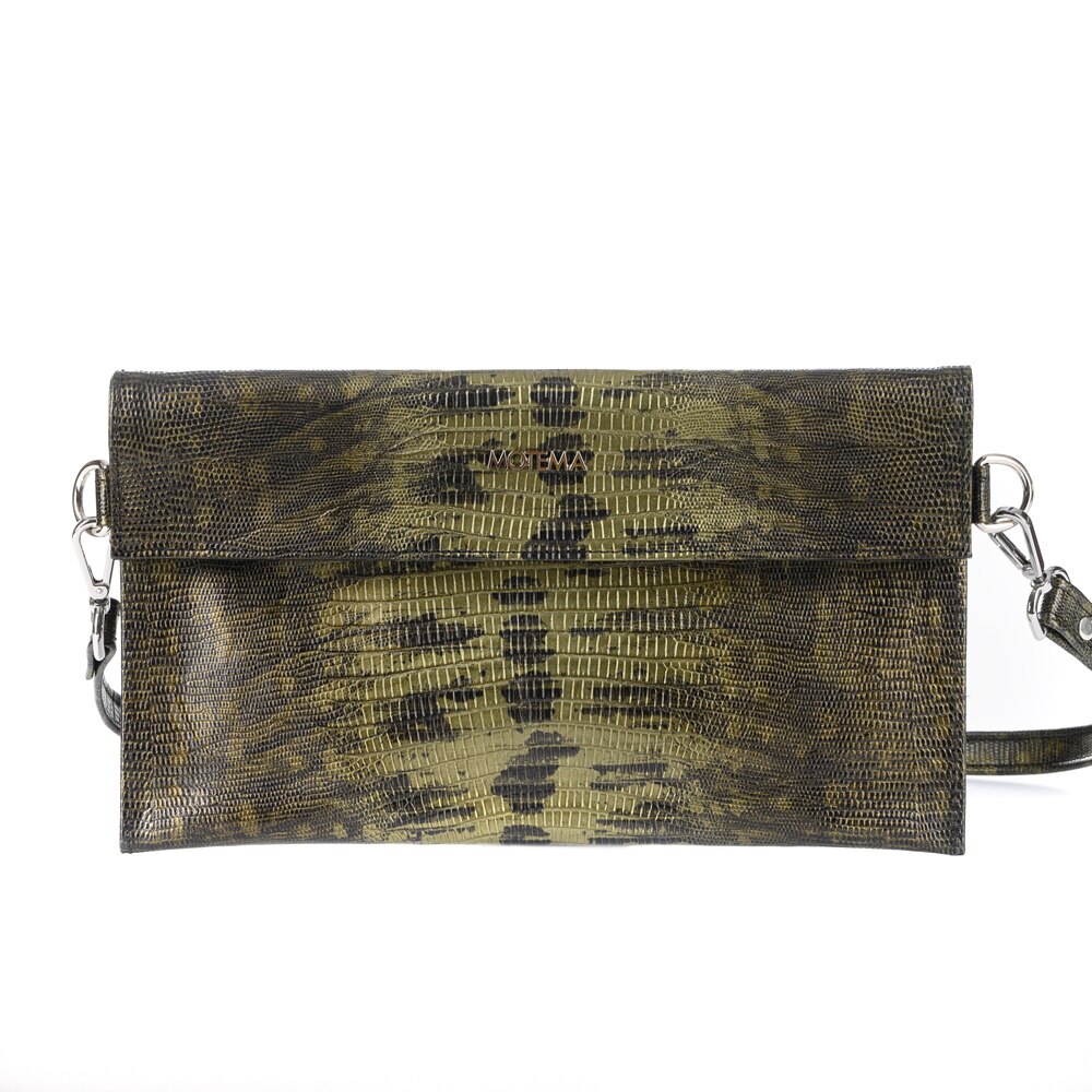 Geanta plic Motema Innes, verde esmerald, 25x15cm, piele naturala