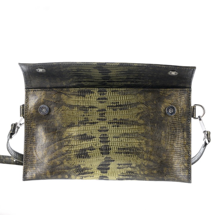Geanta plic Motema Innes, verde esmerald, 25x15cm, piele naturala