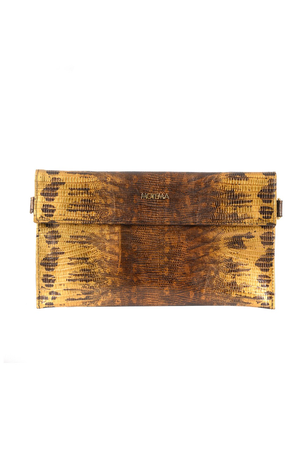 Geanta plic Motema Innes, galben miere, 25x15cm, piele naturala