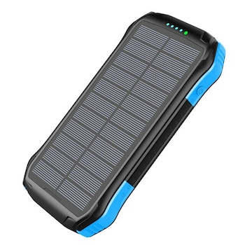 Powerbank solar, Pyramid®, 16000 mAh, incarcare wireless QI, Fast Charge, baterie externa, lanterna, semnal SOS, design subtire, albastru, F16W Powerbank solar, Pyramid®, 16000 mAh, incarcare wireless QI, Fast Charge, baterie externa, lanterna, semnal SOS, design subtire, albastru, F16W