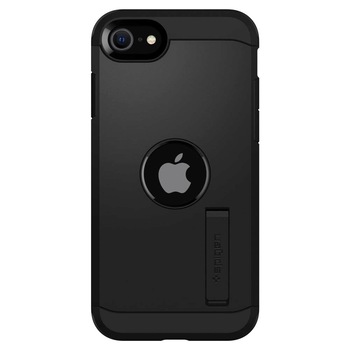 Husa Antisoc Spigen Tough Armor pentru iPhone SE 2 (2020), Functie Stand, Negru