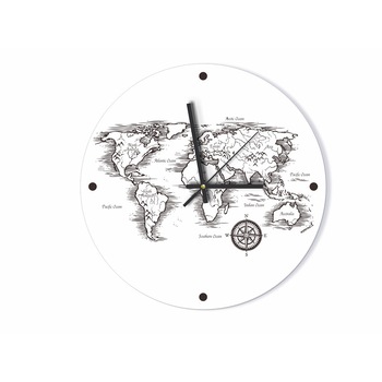 Ceas perete, Folina, model Harta lumii, 30 cm diametru Ceas perete, Folina, model Harta lumii, 30 cm diametru