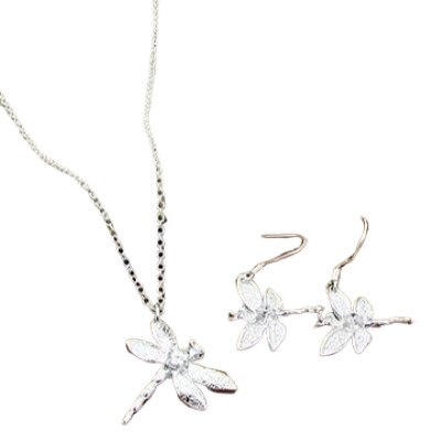 Set colier si cercei DRAGONFLY , argint 925