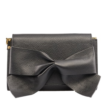 Poseta dama,piele,Toro Nero,Bow flower black Poseta dama,piele,Toro Nero,Bow flower black