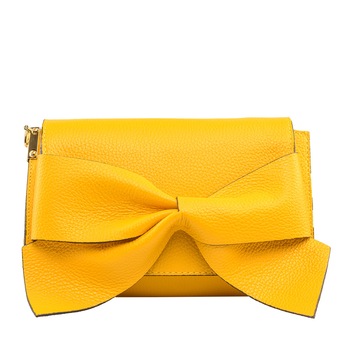 Poseta dama,piele,Toro Nero,Bow flower yellow Poseta dama,piele,Toro Nero,Bow flower yellow
