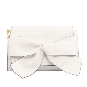 Poseta dama,piele,Toro Nero,Bow flower white Poseta dama,piele,Toro Nero,Bow flower white