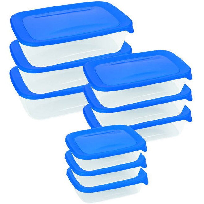 Set 9 cutii alimentare Curver Fresh&Go, 3x2L / 3x1L / 3x0,5L , 26 x 17 x 17 cm, plastic, albastru
