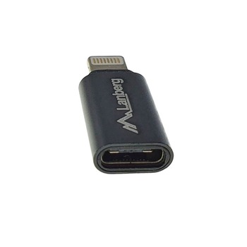 Adaptor Lanberg 42305, cu conector USB tip C mama la 8-pin Lightning tata, interfata USB 2.0, din aluminiu, negru Adaptor Lanberg 42305, cu conector USB tip C mama la 8-pin Lightning tata, interfata USB 2.0, din aluminiu, negru