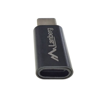 Adaptor Lanberg 42306, cu conector 8-pin Lightning mama la USB tip C tata, interfata USB 2.0, din aluminiu, negru Adaptor Lanberg 42306, cu conector 8-pin Lightning mama la USB tip C tata, interfata USB 2.0, din aluminiu, negru