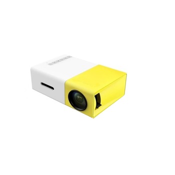 Mini videoproiector, Full HD 1080p, portabil, Alb/Galben, 12.5x8.5x4.5 cm Mini videoproiector, Full HD 1080p, portabil, Alb/Galben, 12.5x8.5x4.5 cm