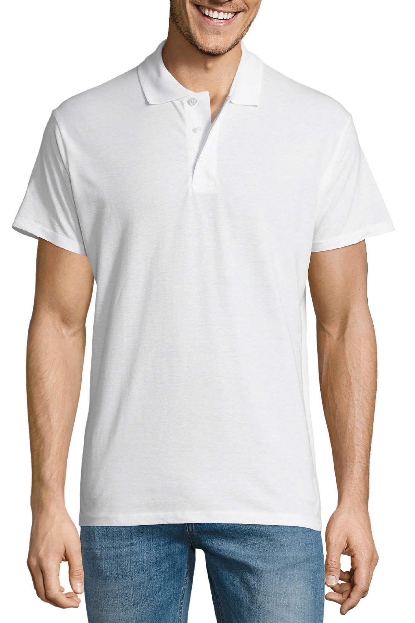 Tricou barbat polo, alb, Alb