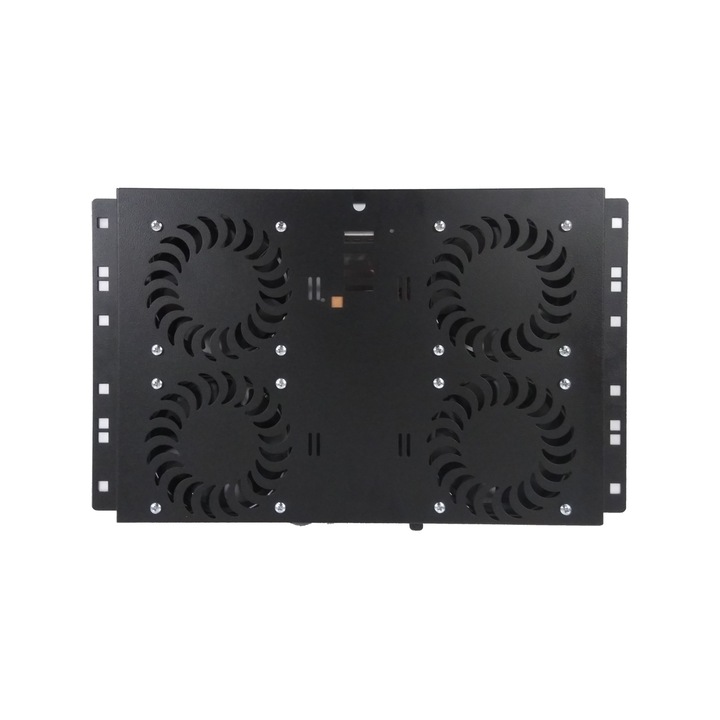 Вентилаторен блок за 19" шкаф MIRSAN MR.FAN4ON.01, 4 вентилатора, on/off, Черен