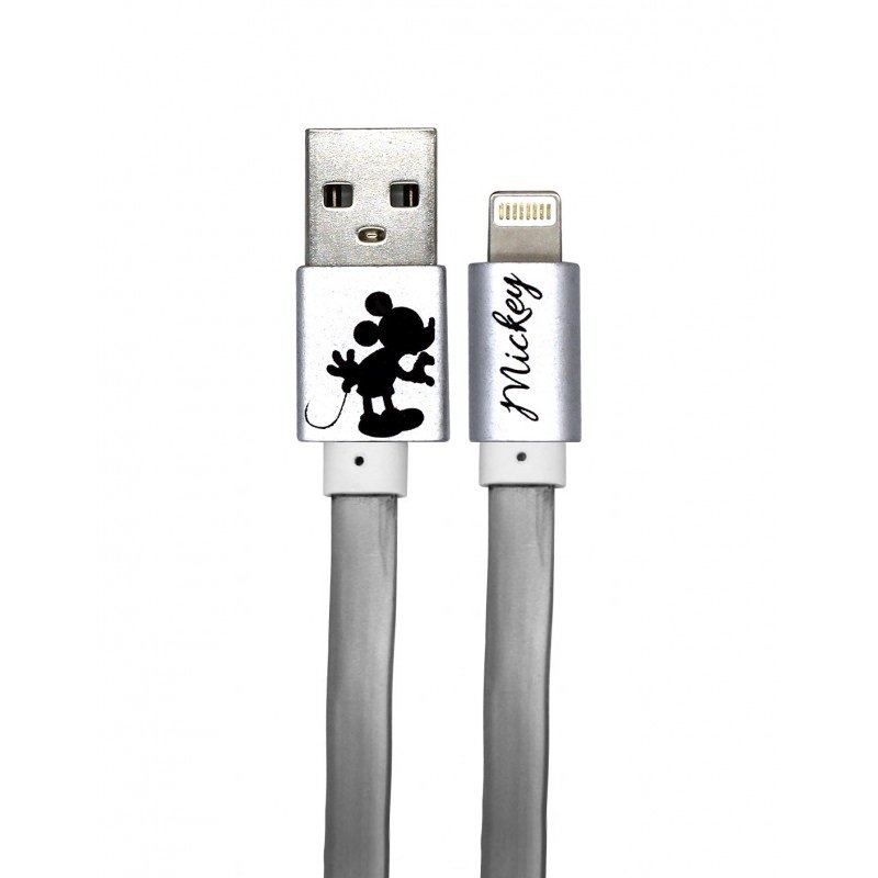 Cablu USB la Lightning Disney Mickey Kissing Alone, 1m, Silver