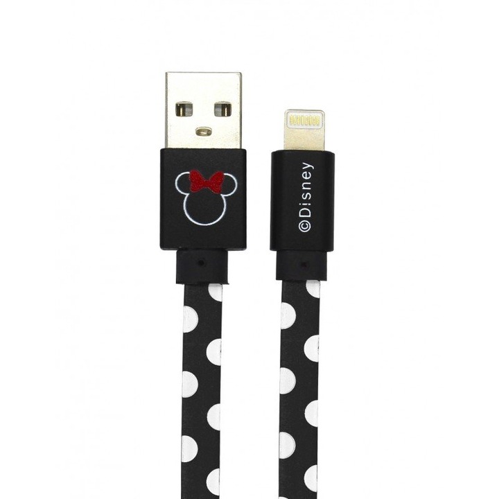 Disney Minnie Dots kábel, USB - Lightning, 1 m, fekete