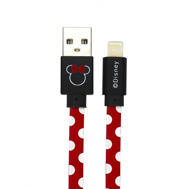 Cablu USB la Lightning Disney Minnie Dots, 1m, Red