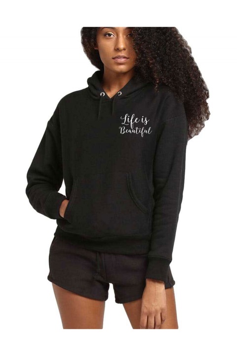 Hanorac dama negru - Life is beautiful