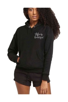 Hanorac dama negru - Life is beautiful Hanorac dama negru - Life is beautiful