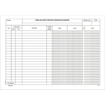 Fisa de Cont Operatiuni Diverse, Carton 140 g/m² Fisa de Cont Operatiuni Diverse, Carton 140 g/m²