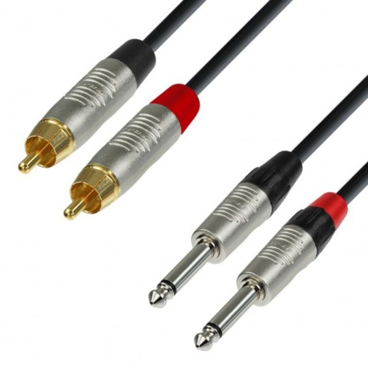 Cablu audio Adam Hall 2x rca tata - 2x 6,3 mm Jack mono - 6,00 m