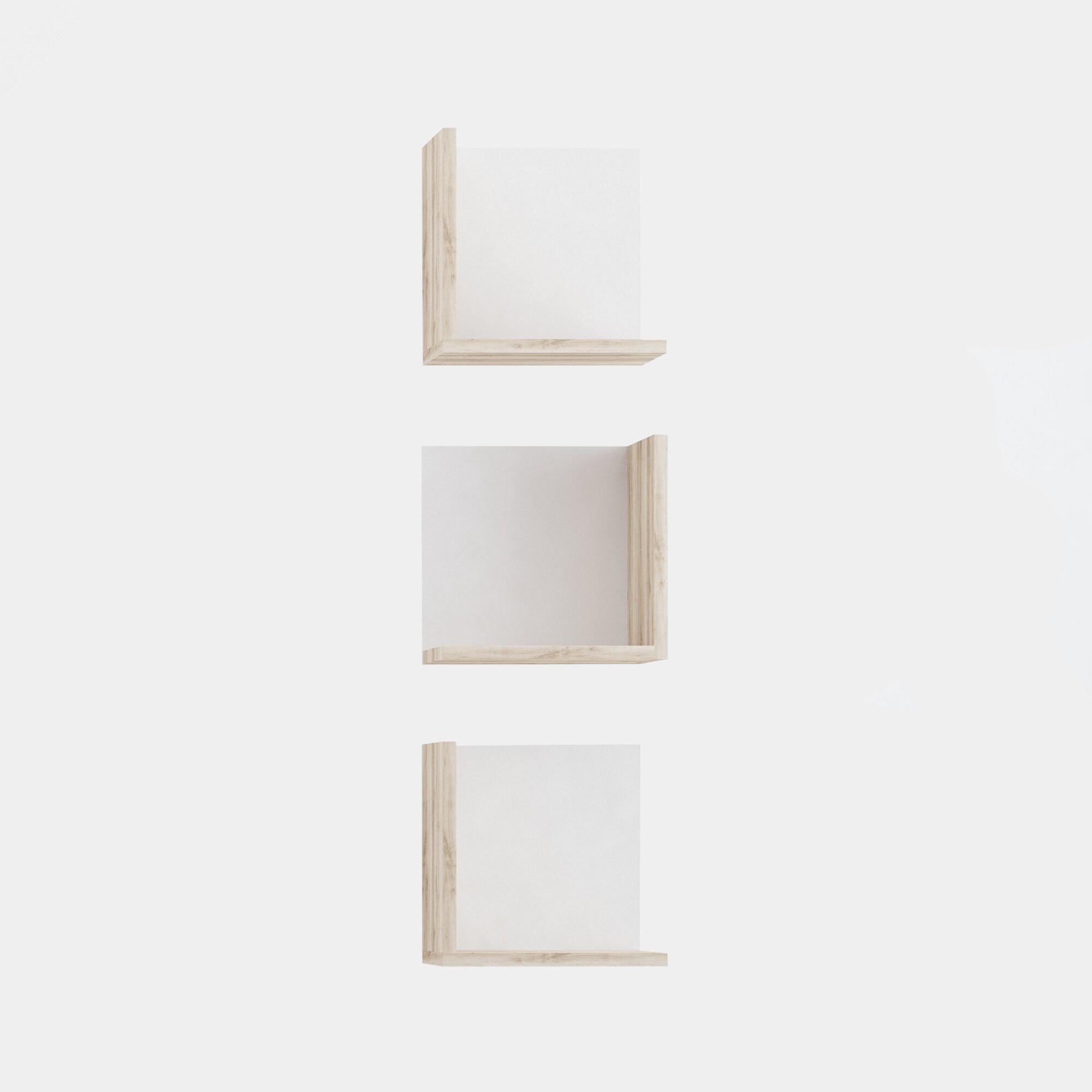 Set 3 Rafturi modern Homemania, Cabrera, din PAL melaminat, Alb/Stejar, 30x22x30 cm