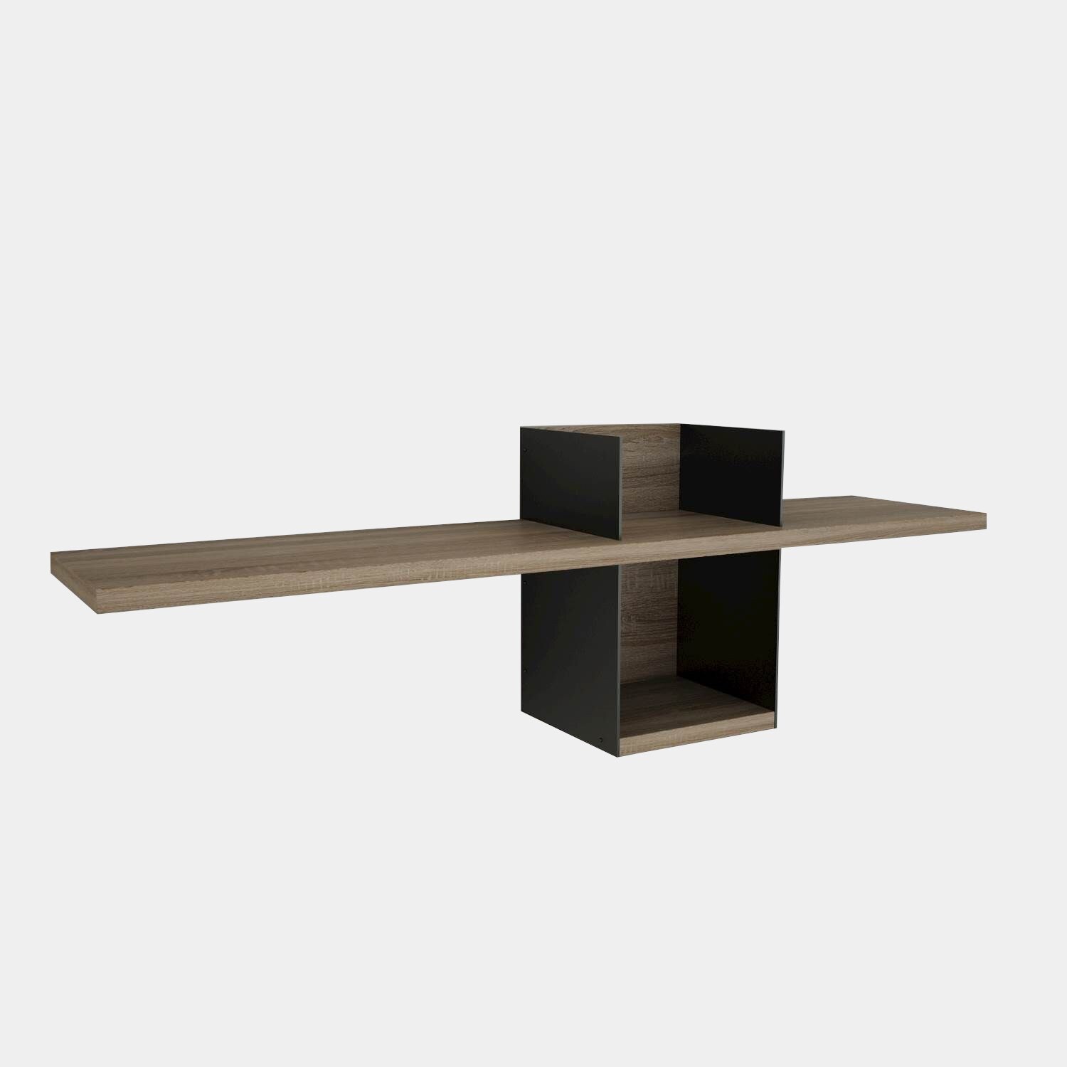 Raft modern Homemania, Lanzarote, din PAL melaminat, Stejar/Negru, 90x20x29 cm