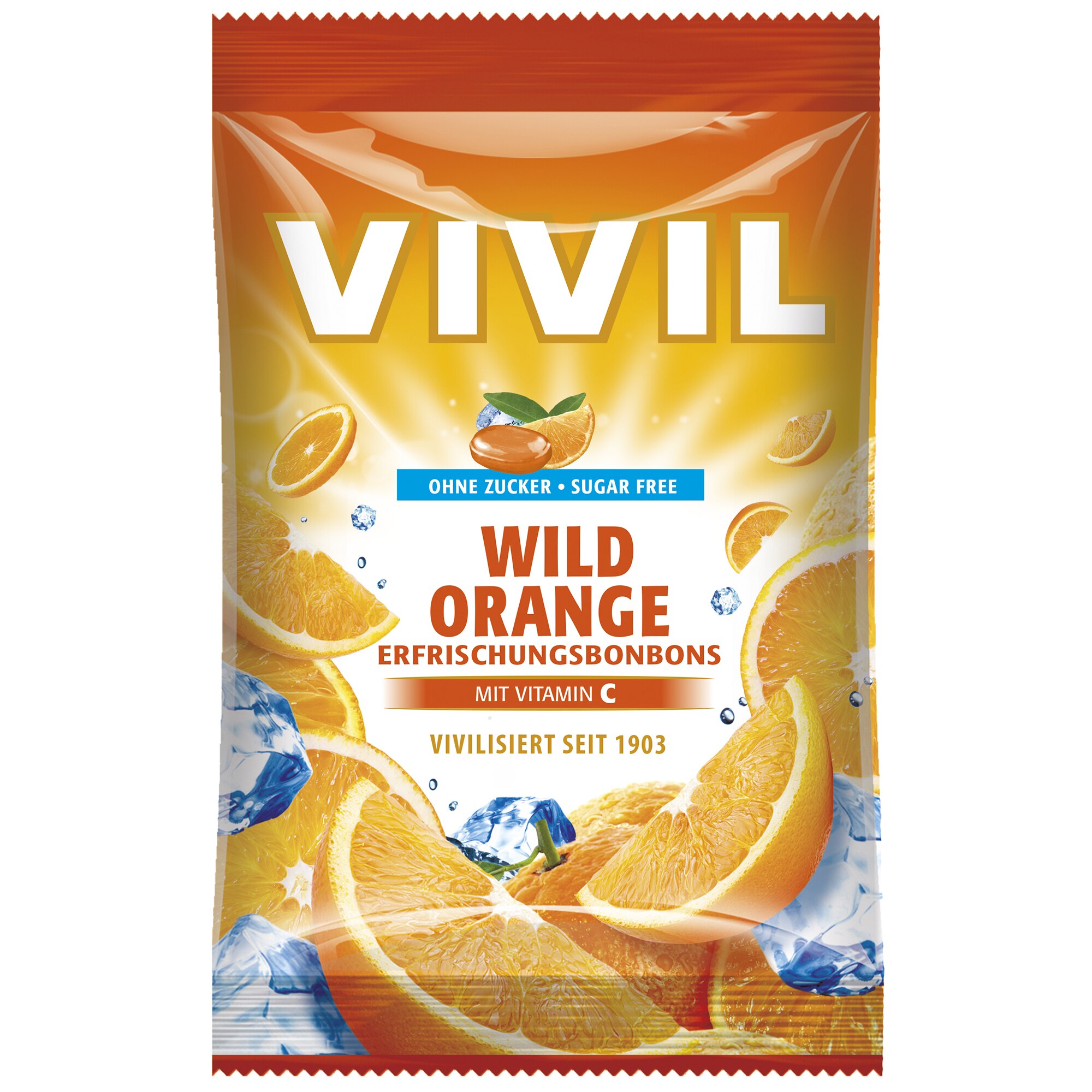 Bomboane fara zahar cu aroma de portocala salbatica cu vitamina C Vivil, 80g