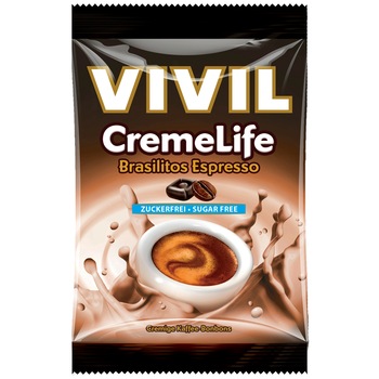 Bomboane cremoase fara zahar cu aroma de cafea Vivil, 110g
