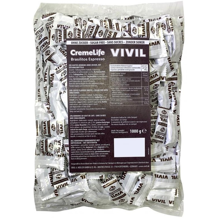 Bomboane cremoase fara zahar cu aroma de cafea Vivil, 1kg